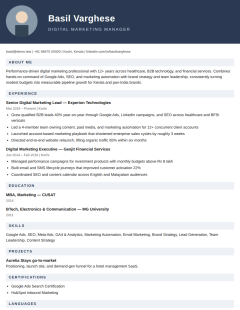 Banner — designed resume template with photo from Get Set Shortlist